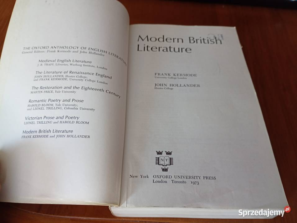 Modern British literature Kermode Hollander kompendium, repetytorium, opracowanie Gdańsk
