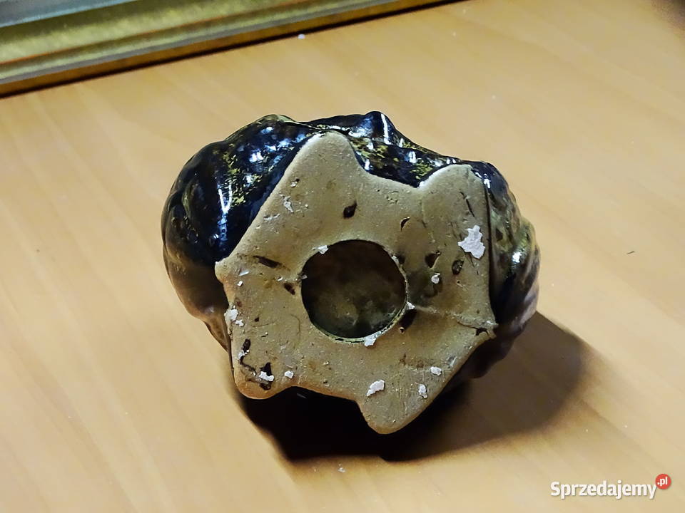 Ceramiczny świecznik w kształcie sowy wykonany z lubelskie Biłgoraj sprzedam