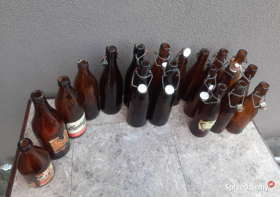 Stare szkło butelki 19 brąz PRL Tczew