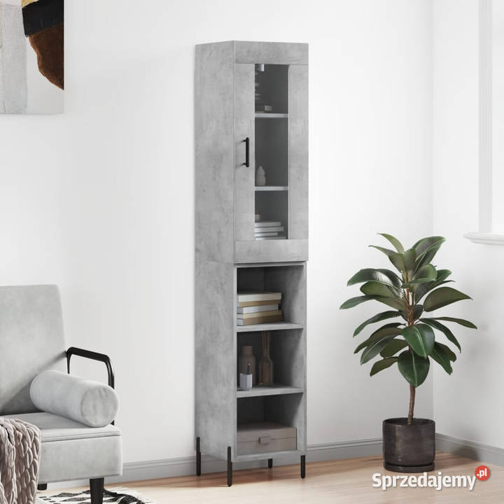 Wysoka szafka szarość betonu 345x34x180 Warszawa