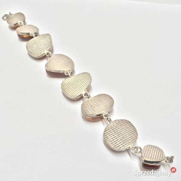 Srebrna BRANSOLETKA damska 925 z BURSZTYNAMI Warszawa