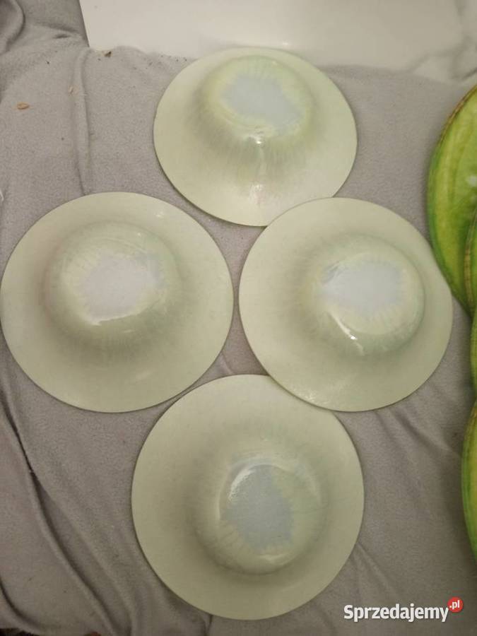 Piękny kolekcjonerski zestaw zielonych talerzy zielony Talerze i talerzyki Kępno
