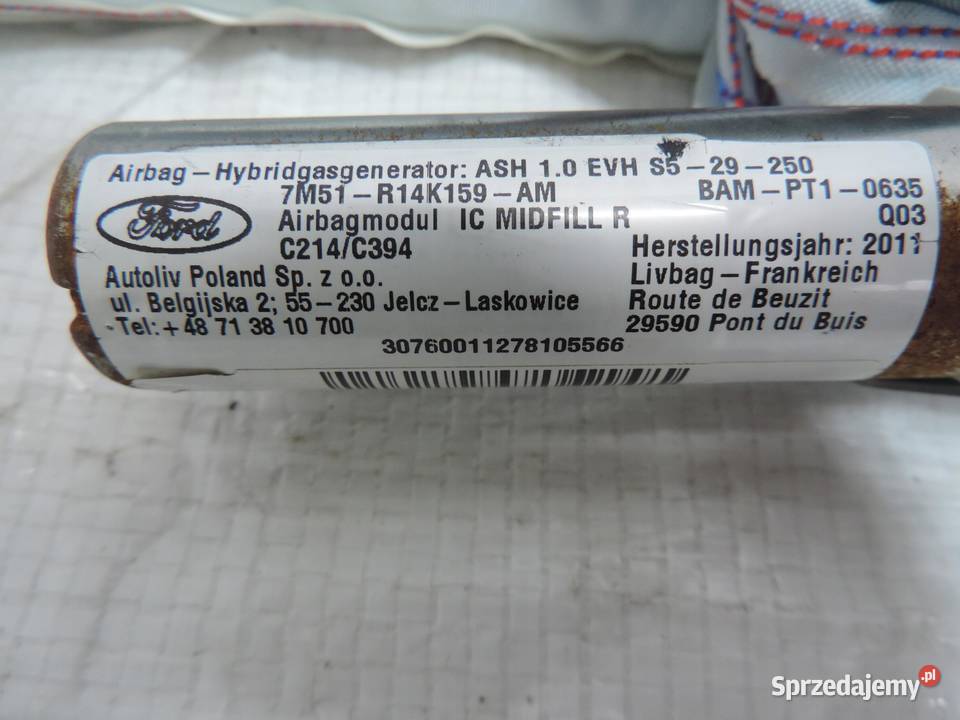KURTYNA AIRBAG PRAWA FORD KUGA MK1 7M51R14K159AM osobowe kujawsko-pomorskie sprzedam