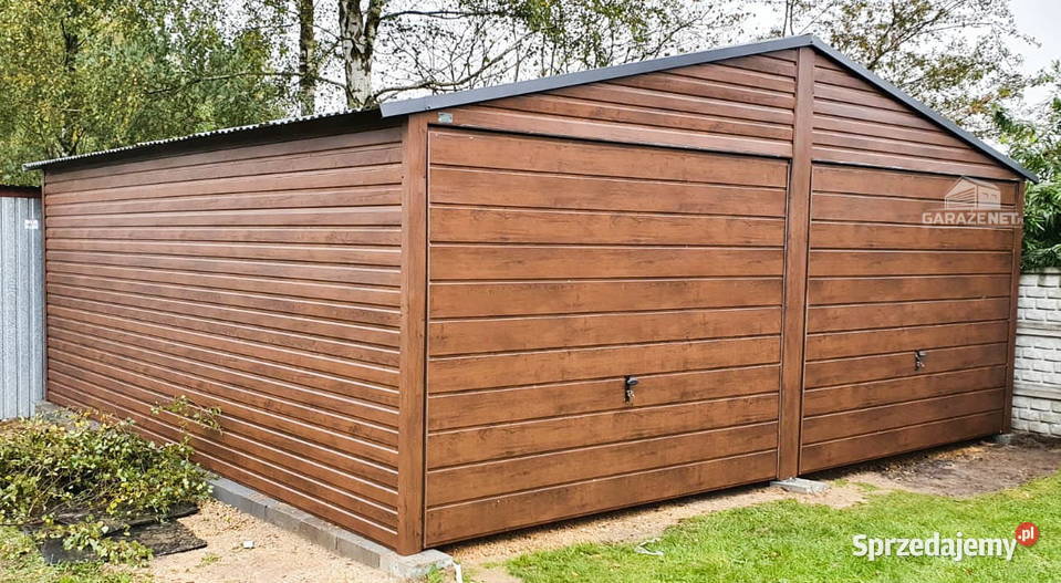 GARAŻ BLASZANY 6M X 5M DREWNOPODOBNY 2X BRAMA Łapanów