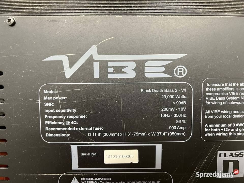 Wzmacniacz Vibe Black Death Bass 2 V1 29000W 1 Gliwice sprzedam