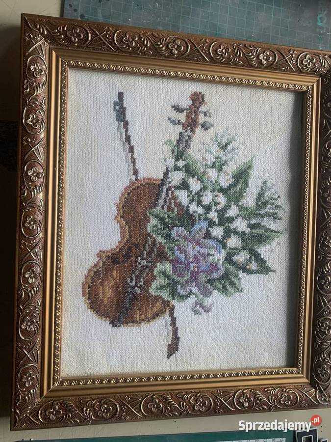 Haft krzyżykowy obraz skrzypce
