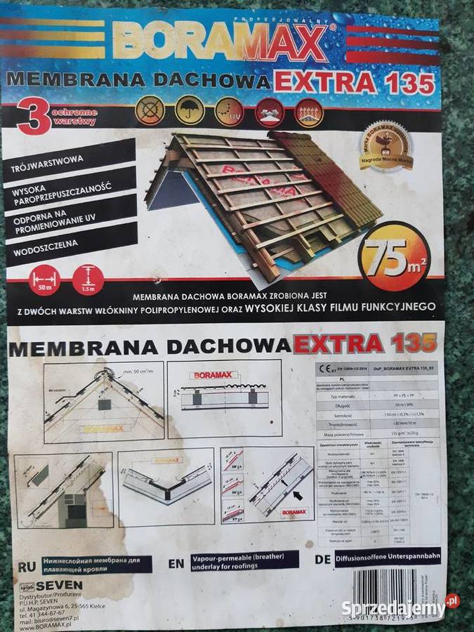 Membrana dachowa 135 75m2 Łęczna
