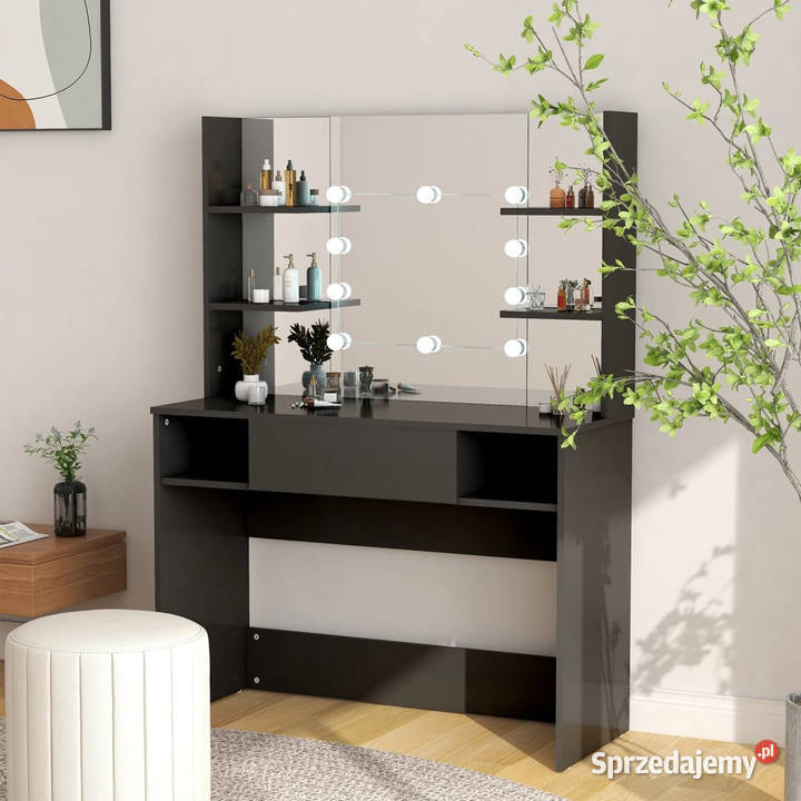 Stolik do makijażu z LED 100x40x135 MDF czarny Warszawa