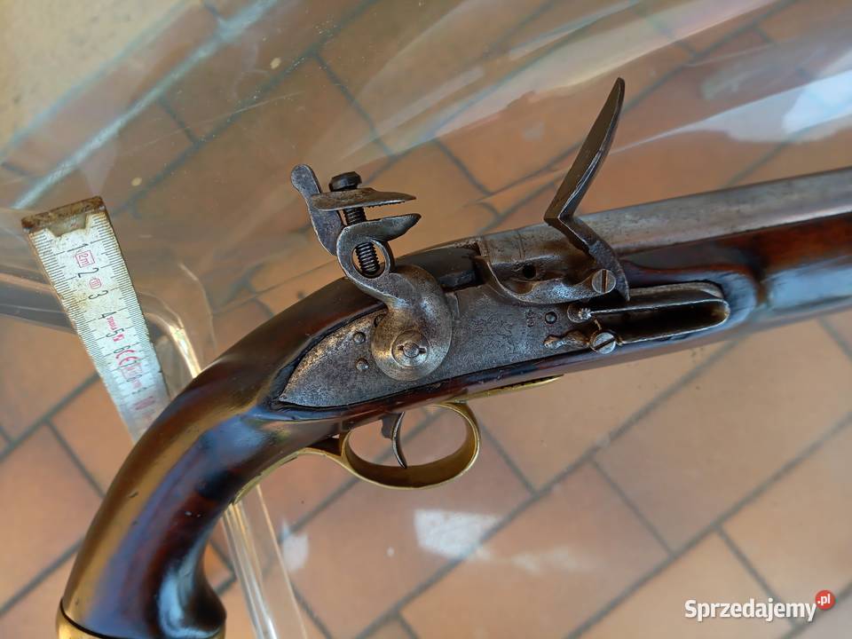 Pistolet czarnoprochowy skałkowy angielski Antyki zachodniopomorskie