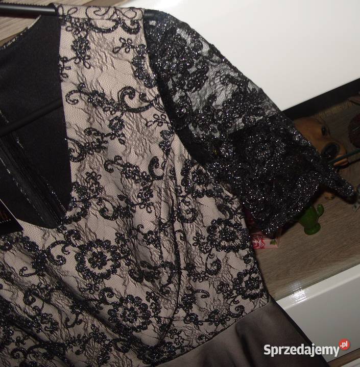 FORTINOWA koktajlowa sukienka koronka haft r38 Rozkloszowana  Rawicz