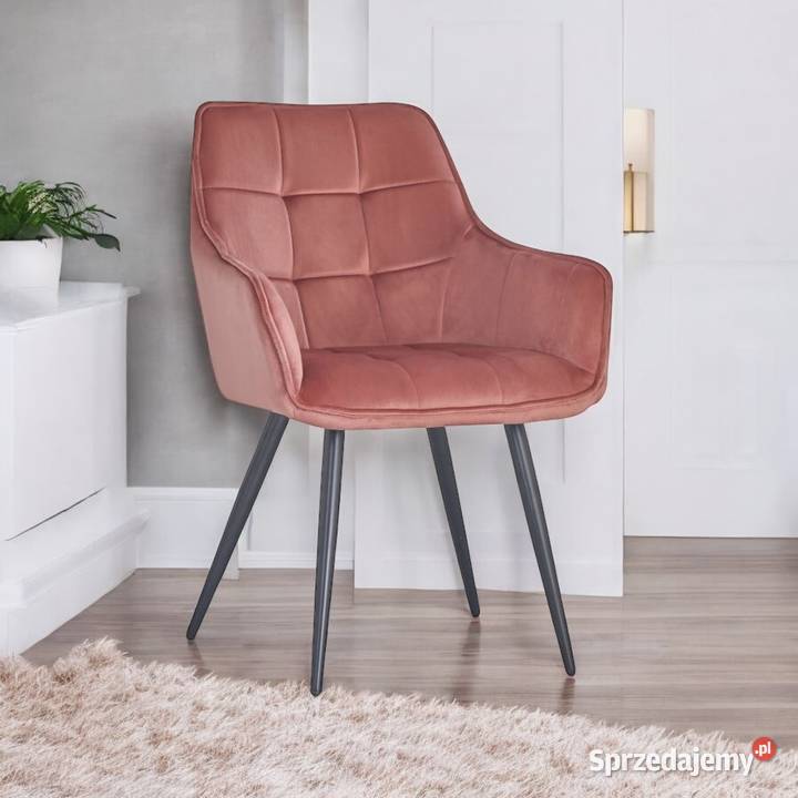 Różowe Krzesło Tapicerowane Luca Wysyłka 24H Tarchały Małe