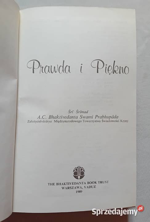 ACBhaktivedanta Swami Braphupada Prawda i piękno Koźminek sprzedam