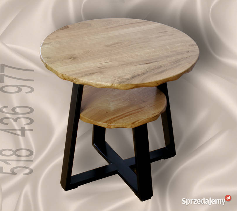 Dębowy stolik na metalowych nogach