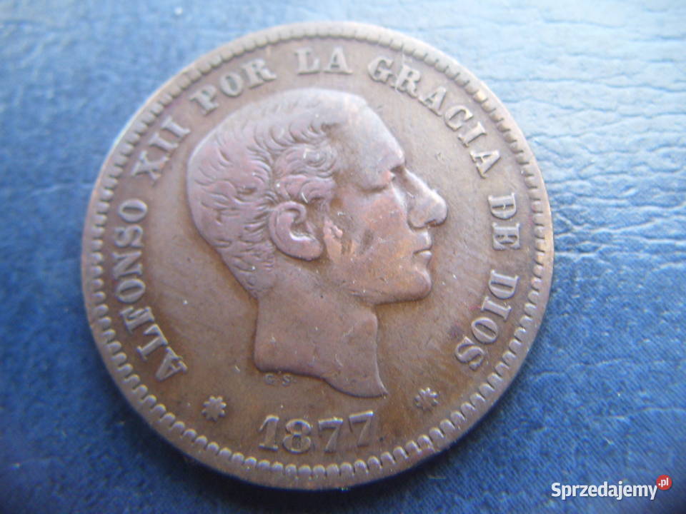 Stare monety 5 centym 1877 Hiszpania