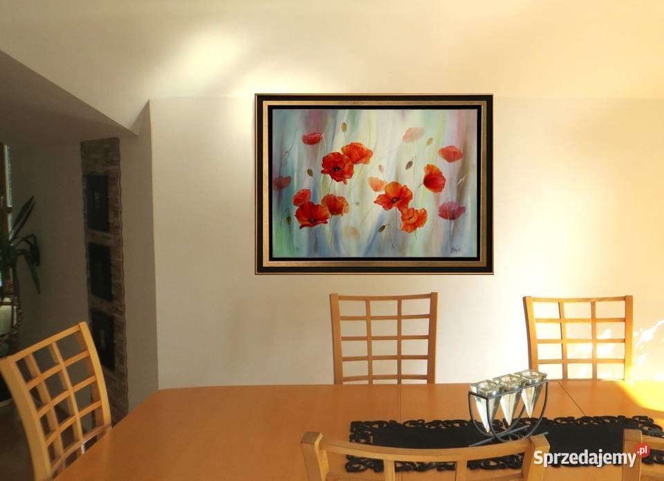 Czerwone Maki ręcznie malowany olejny Lidia Nowy Sącz sprzedam