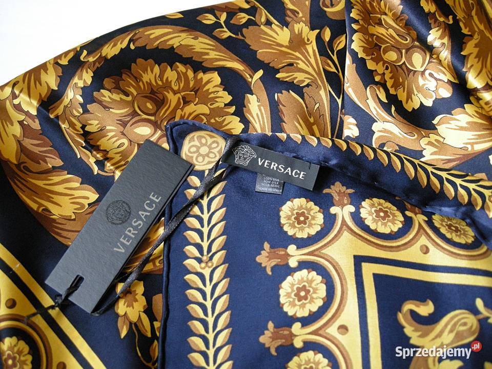 Versace jedwabna chusta granatowozłota 110110 Galanteria i dodatki mazowieckie