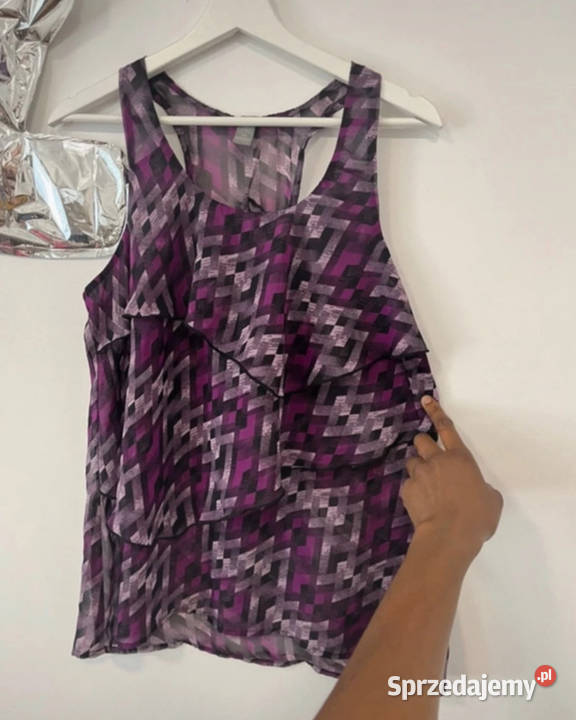 Fioletowa falbaniasta lekka przewiewna bluzka z Rozmiar 38(M) Łódź
