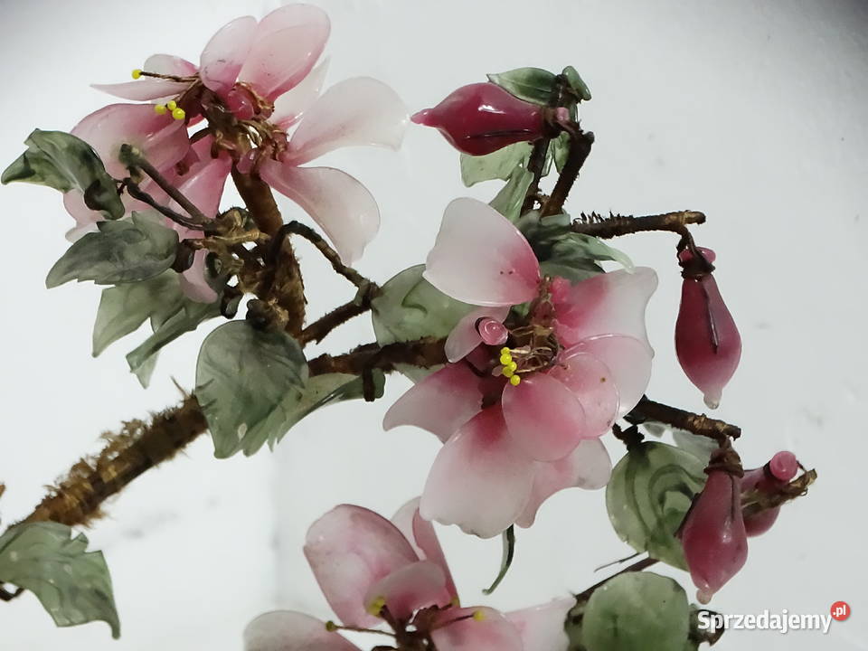 Chińskie Drzewko Bonsai Kwitnące Szkło Kamień Figurki i rzeźby Biłgoraj