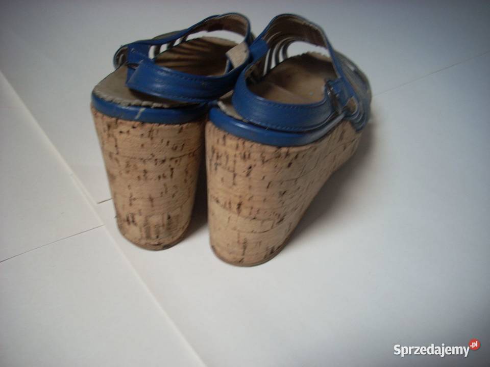 Skórzane Sandałły Koturny Buty Korek Skóra 39 brązowy/beżowy Nowy Sącz sprzedam