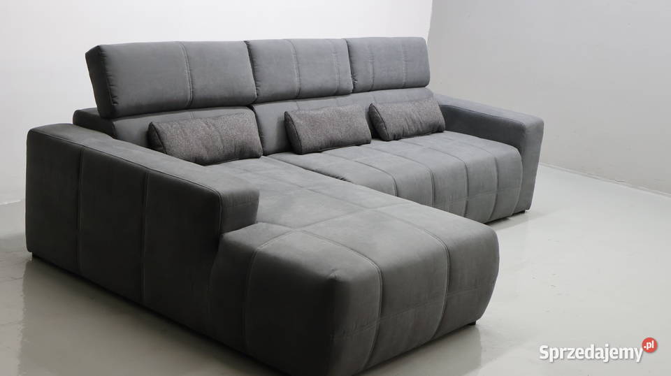 TPF Narożnik regulowane zagłówki zamsz popiel 285cm Narożniki wielkopolskie Poznań