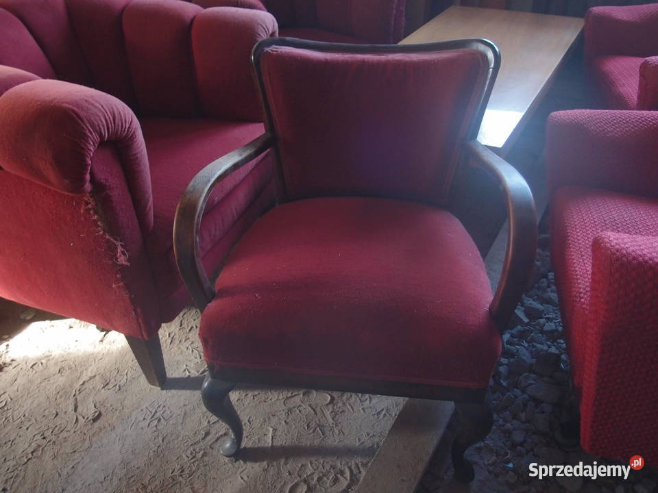Starocia z PRLu stylowe fotele i ława Art deco