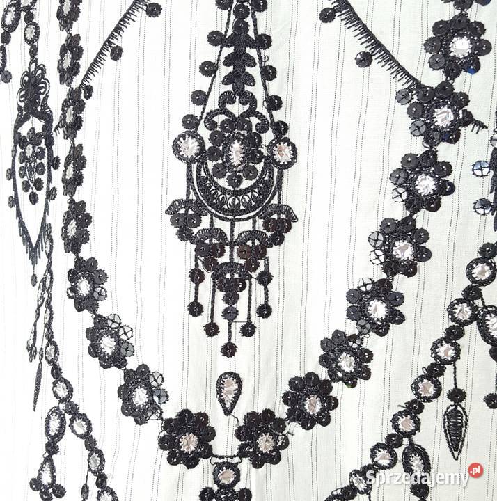 Nowa tunika indyjska S 36 biała bawełna w paski Szczecin