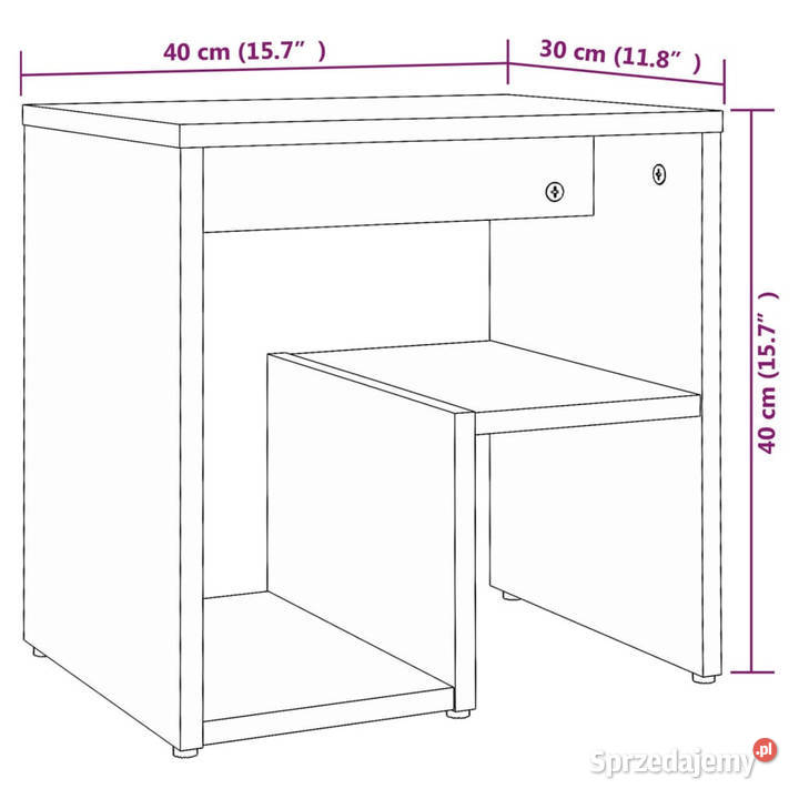 Szafka nocna brązowy dąb 40x30x40 WM815181 Warszawa