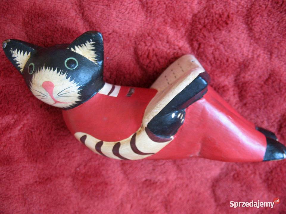 KOT Drewno lekka Figurka Tradera Japonia 6 x 14