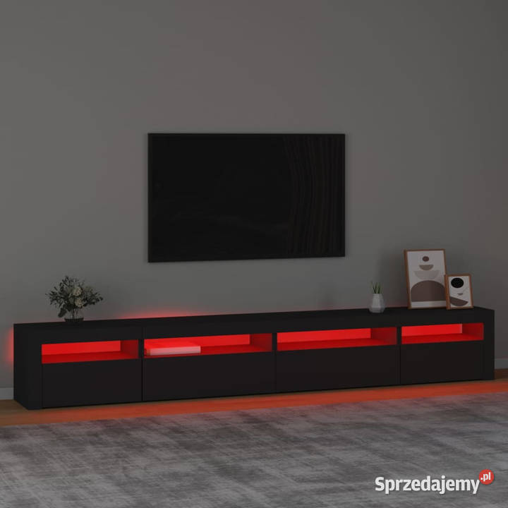 Szafka pod TV z oświetleniem LED czarna Meble Warszawa