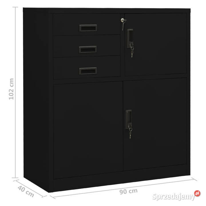Szafka biurowa czarna 90x40x102 stalowa WM336407 Pozostałe Warszawa