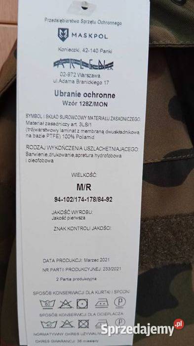 UBRANIE OCHRONNE 128ZMON tzw goretex NOWE Pozostałe Ełk sprzedam