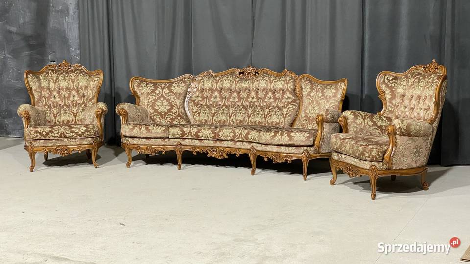 Barokowy komplet wypoczynkowy sofa czteroosobowa Gryfice