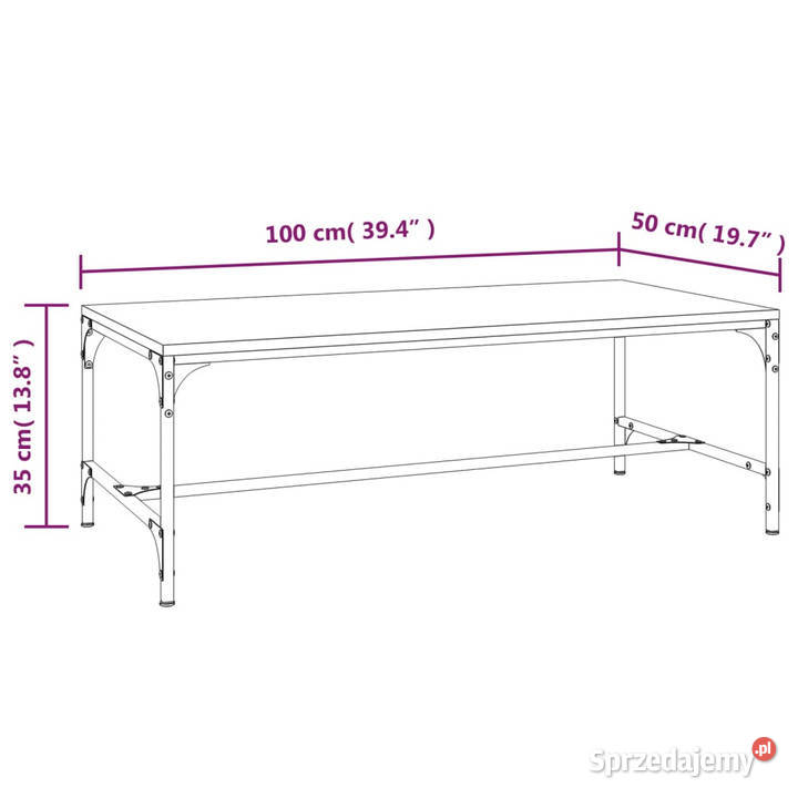 Stolik kawowy brązowy dąb 100x50x35 materiał mazowieckie