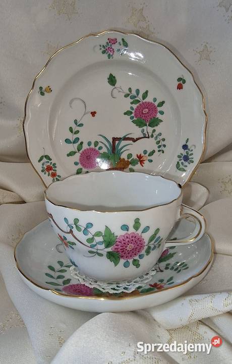 Kolekcjonerskie trio Miśnia wzór spieniacza Sadurki