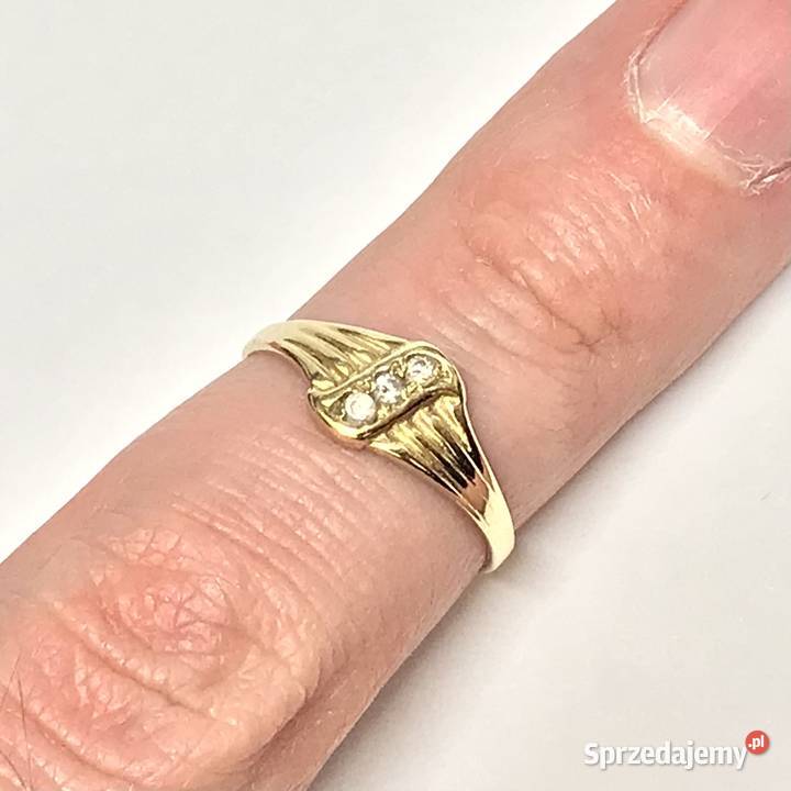 Złoty PIERŚCIONEK 14K cudowne KAMIENIE piękny mazowieckie Warszawa