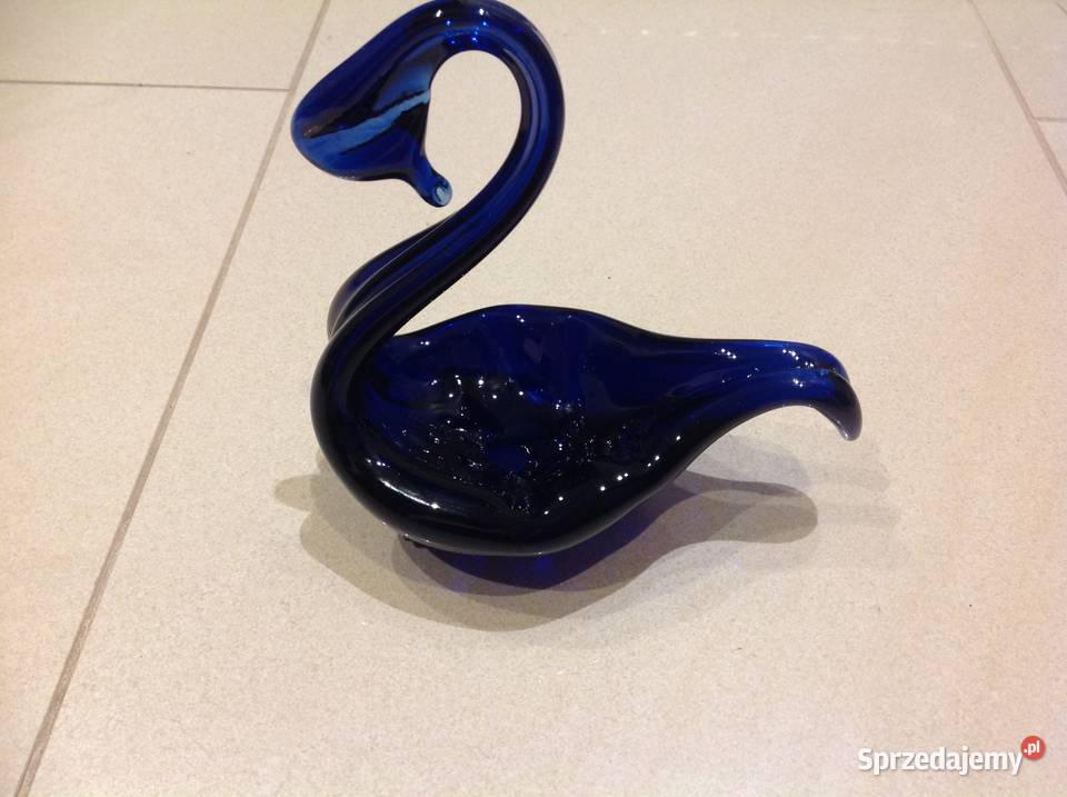 Łabędź Szklany Kobaltowy Vintage