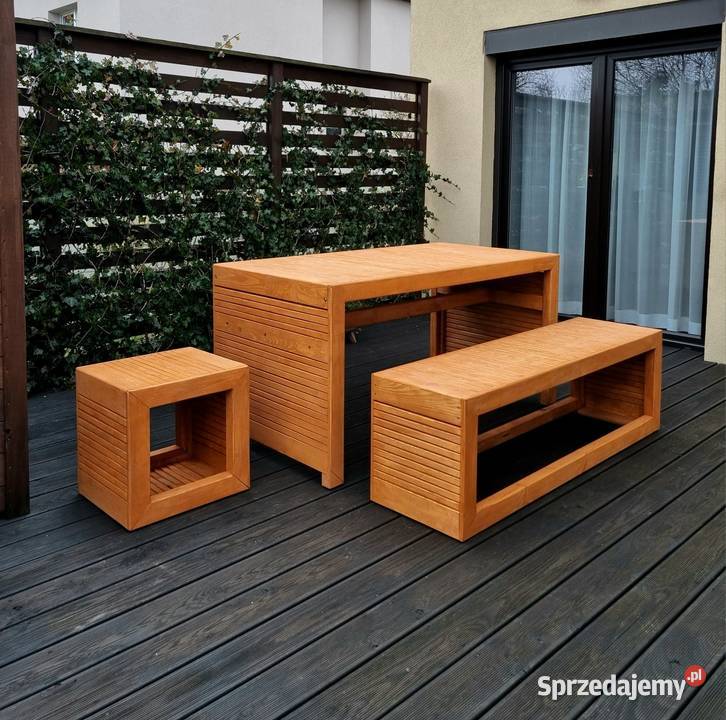 Meble ogrodowe drewniane tarasowe nieskładane śląskie Kalety