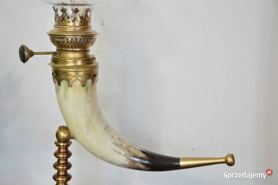 elektryczna lampa naftowa róg mosiądz b stara Jastrzębie-Zdrój