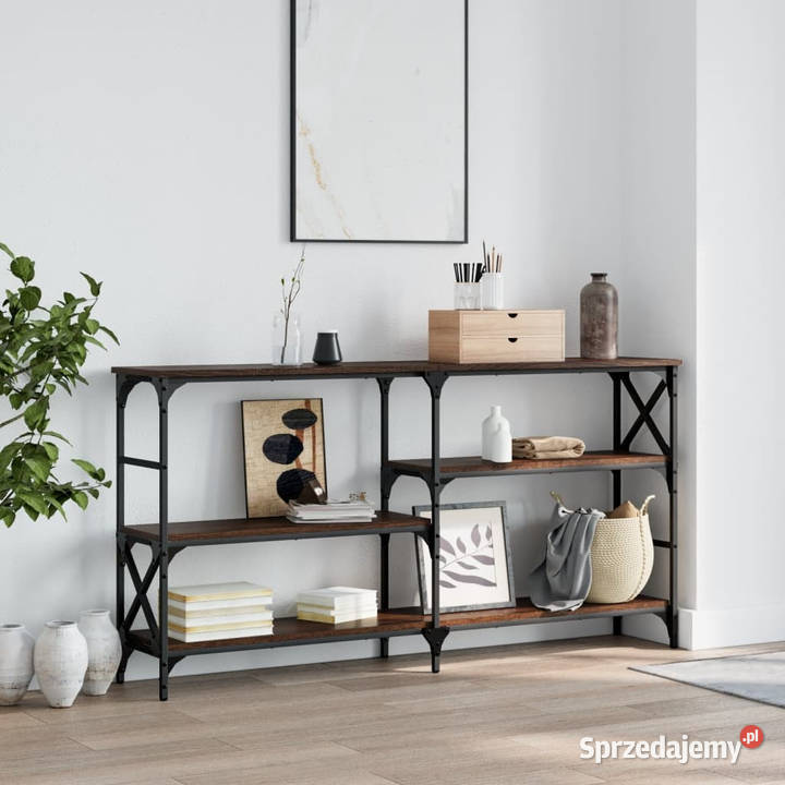 Stolik konsolowy brązowy dąb 150x29x765 WM835473 Warszawa