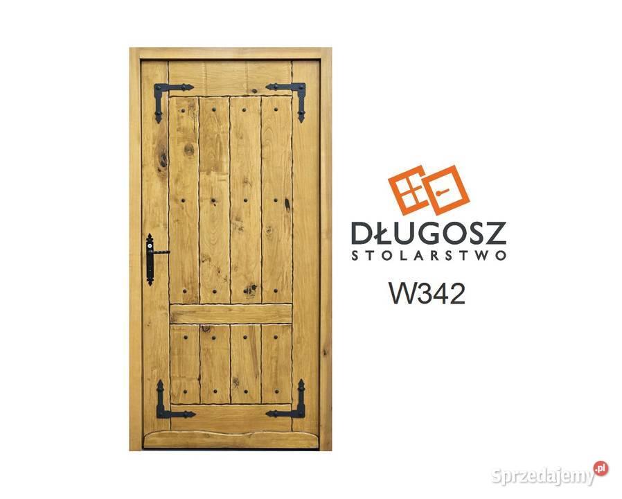 Drzwi DŁUGOSZ drewniane zewnętrzne jodełka Katowice