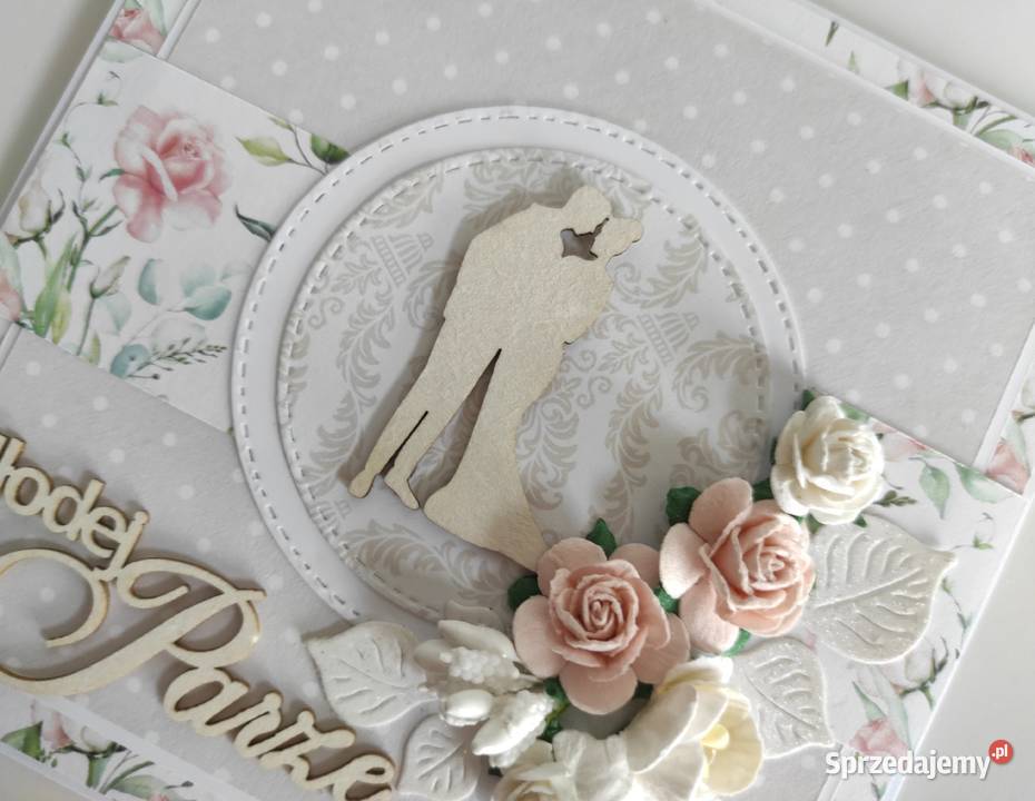 Kartka ręcznie robiona na Ślub z pudełkiem Łódź