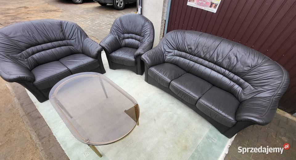 Komplet wypoczynkowy ze skóry 321 funkcja spania 95cm sprzedam