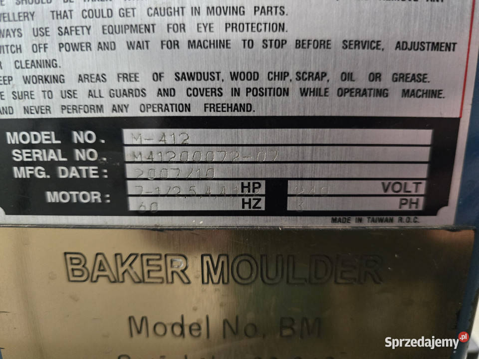 Grubościówka 4 stronna BAKER M412 zestaw noży Zielone Kamedulskie