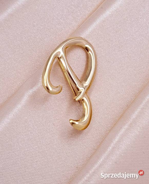 Broszka Złota pr585 Litera P Z987 Poznań
