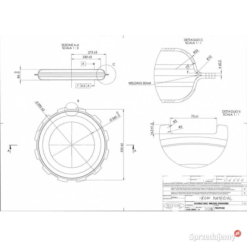 Obręcz wału podwójna 590x4x85 CP8107 małopolskie Kamionna