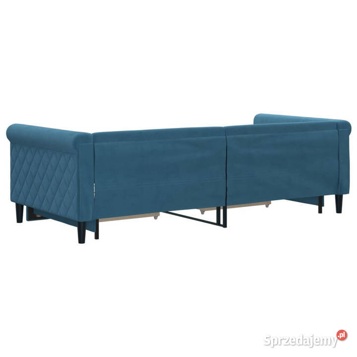 Sofa rozsuwana z szufladami niebieska aksamit Warszawa sprzedam