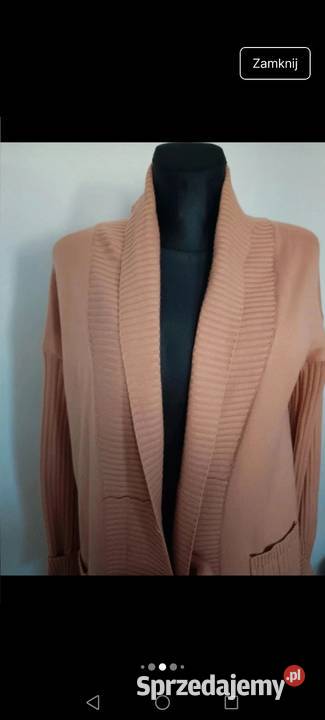 Kardigan brązowy sweter sweterek prążek jesień długi Krosno sprzedam