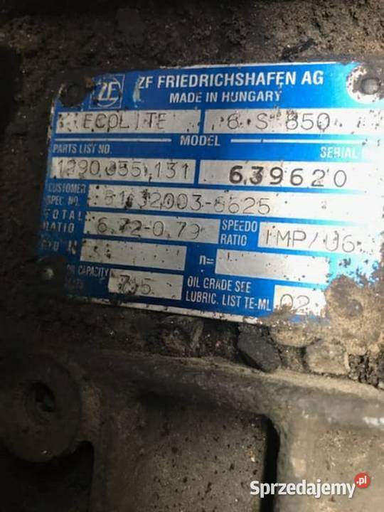 Flansza skrzyni Biegów Man ZF 6s 850 Rzędowice