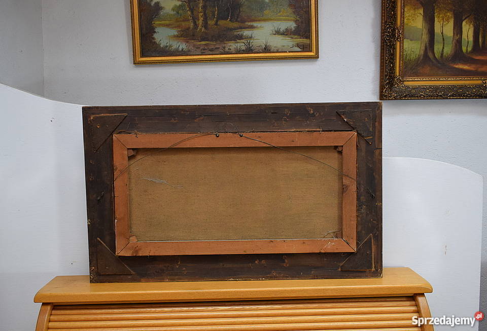 STARY OBRAZ OLEJNY OLEJ NA PŁÓTNIE DUŻY Z RAMĄ Świdnica sprzedam