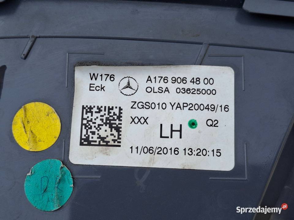 MERCEDES AKLASA W176 LIFT LAMPA LEWY TYŁ LEWA Lampy tylne Bieleń